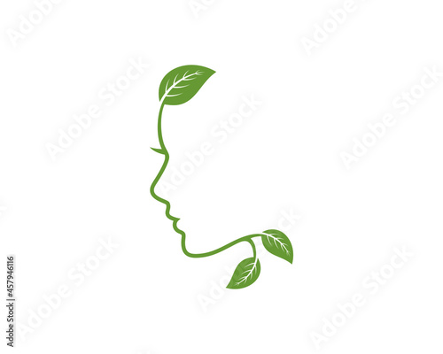 Nature leaf forming a woman face logo