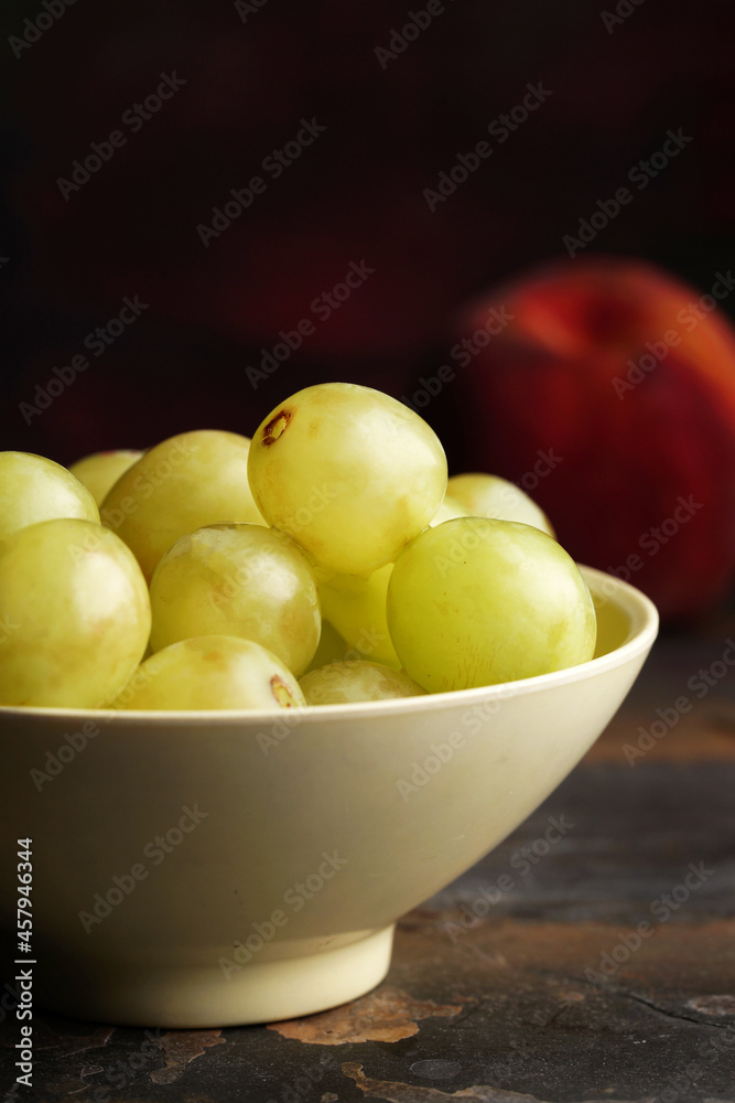 Green Grapes on Dark and Moody Background