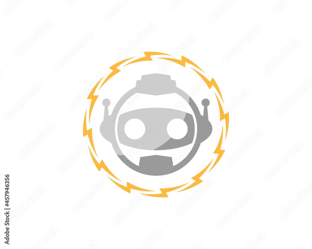 Circular electrical lightning with robotic face inside Circular electrical lightning with robotic face inside