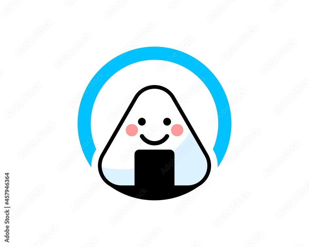 Circle shape with japanese rice ball inside