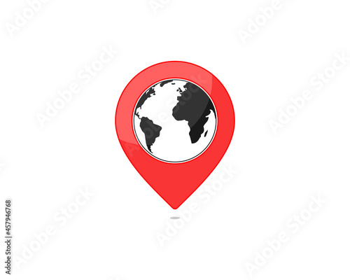 World map globe in the point location