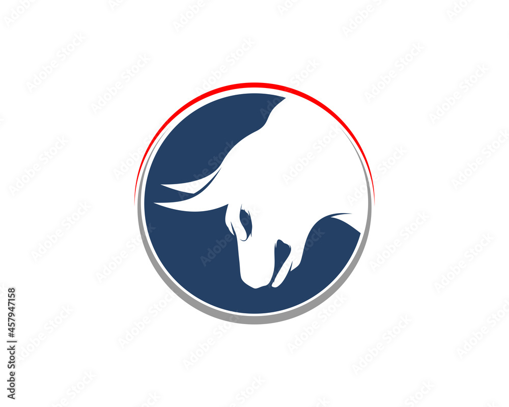 Angry bull head silhouette in the circle logo Angry bull head silhouette in the circle logo