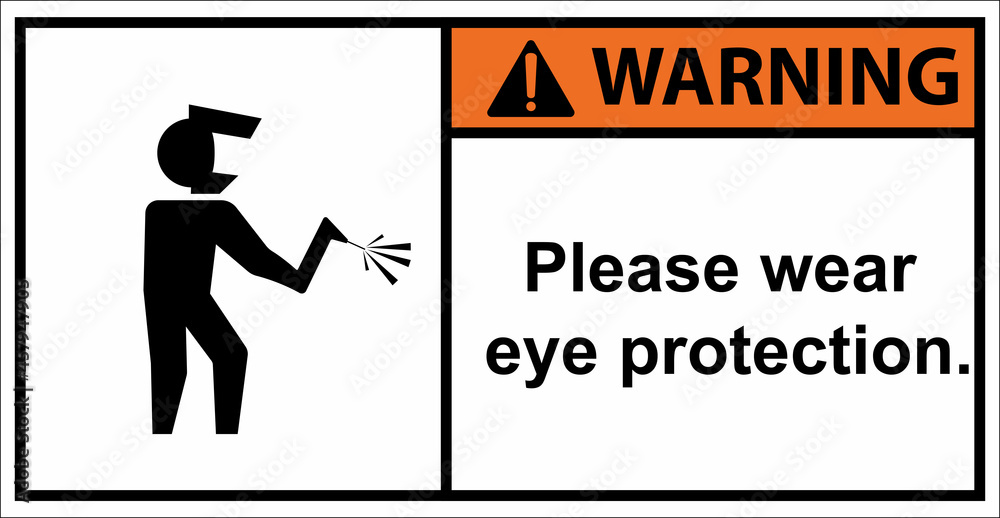 welding area Please wear eye protection.,Warning sign.