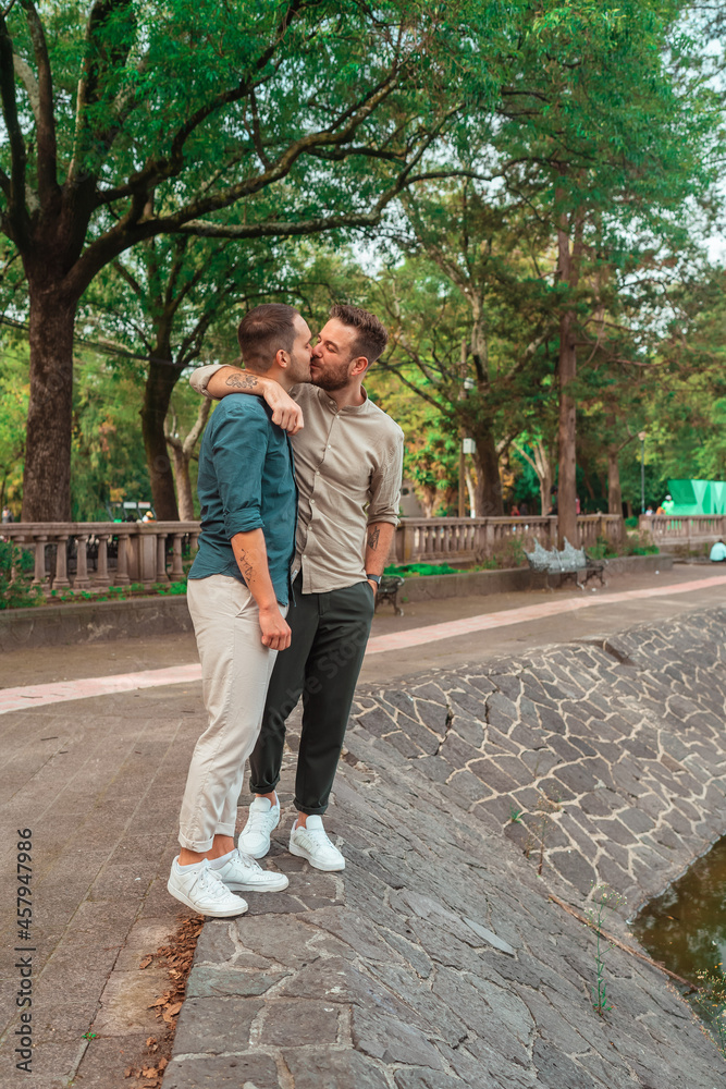 Fototapeta premium gay couple kissing each other