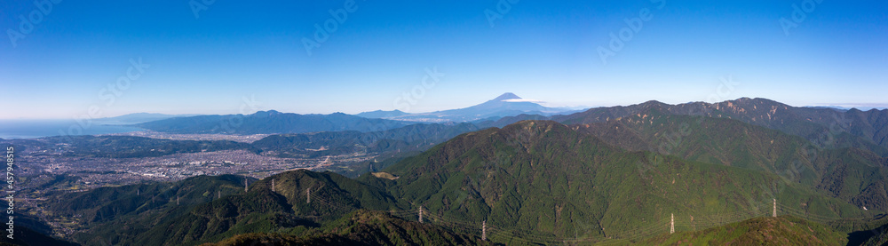 富士山のパノラマ空撮