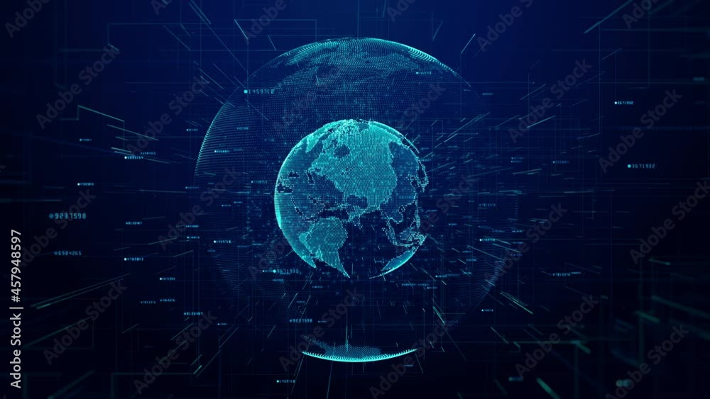 Technology Network Data Connection, Digital Data Network, and Cyber Security, Futuristic Global Network Connection Abstract Background, 4K