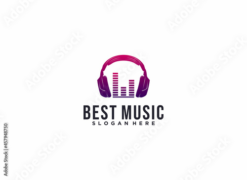 logo for the best music with headset illustration and tone of 