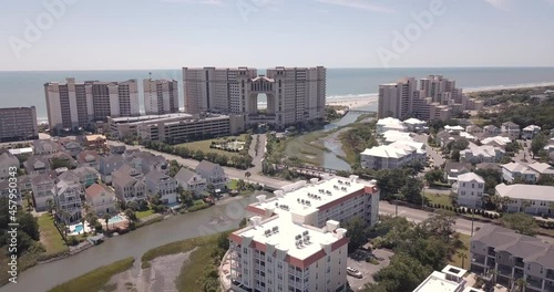 North Myrtle Beach resort and ocean from drone photo