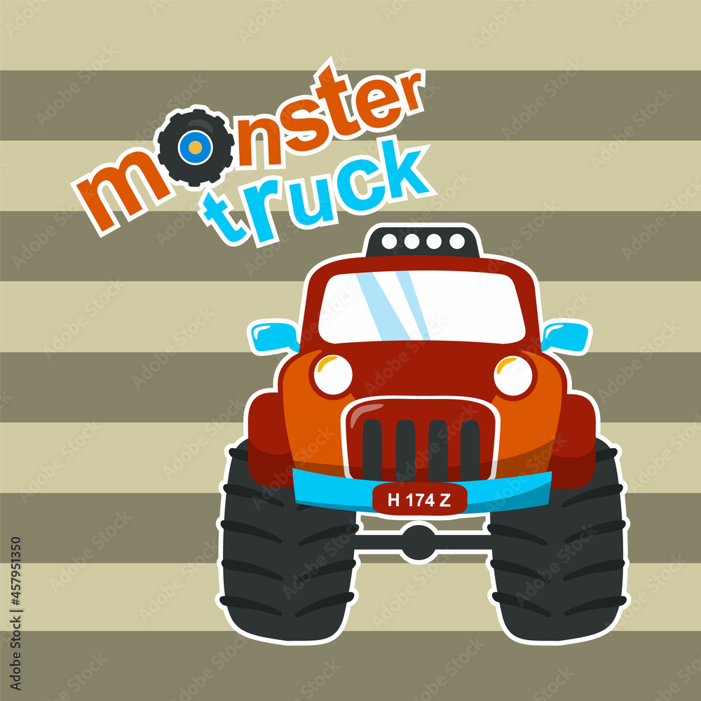 Cartoon Monster Trucks Fabric –