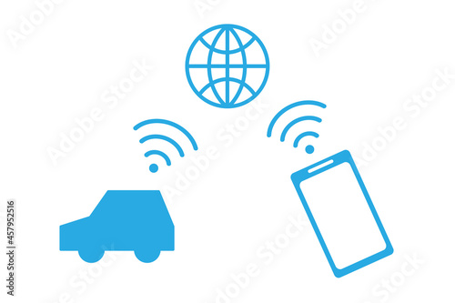 コネクテッドカー（Connected Car）　ベクターイラスト 