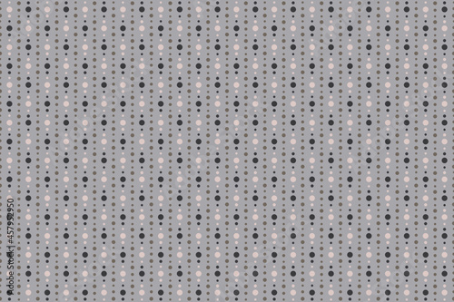 Seamless pattern with circle and dot element in taupe and grayish pink  on gray background. Vector illustration. Calm print block for cloth textile shirt wrapping silk scarf bandana swimwear.