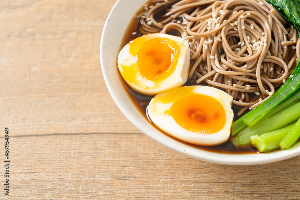 ramen noodles with egg - vegan or vegetarian food style ramen noodles with egg - vegan or vegetarian food style