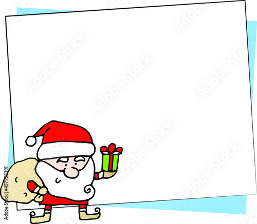 Vector illustration cartoon Santa Claus snowman Christmas card frame series
