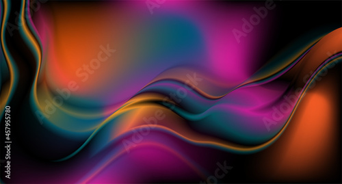 Dark smooth liquid waves abstract background. Vector digital design