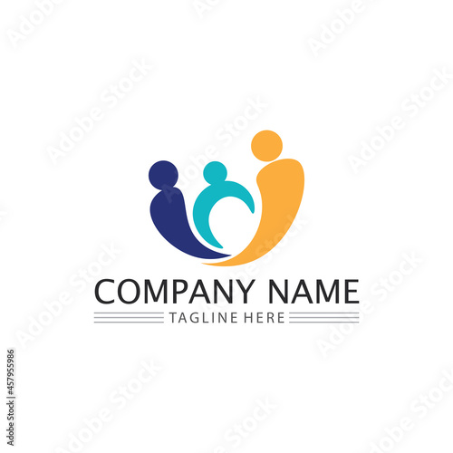 Human and people logo design Community care icon