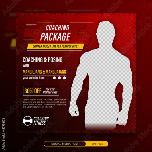 Fitness gym coaching package social media banner template