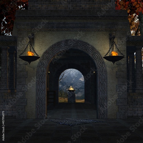 3d illustration of an fantasy background with a mystical atmosphere 