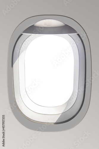 View of window airplane isolated on white background with clipping path