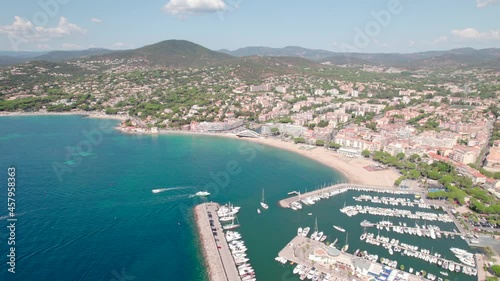 Aerial view of the city of Sainte Maxime and the piers photo