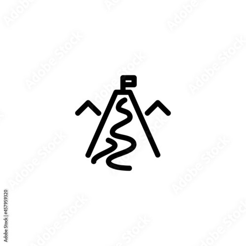Hiking Sport Monoline Symbol Icon Logo for Graphic Design, UI UX, Game, Android Software, and Website.