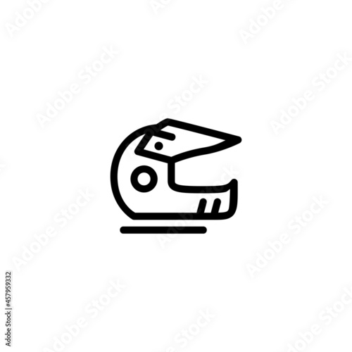 Motorcross Helmet Sport Monoline Symbol Icon Logo for Graphic Design, UI UX, Game, Android Software, and Website.
