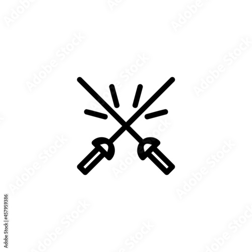 Fencing Sport Monoline Symbol Icon Logo for Graphic Design, UI UX, Game, Android Software, and Website.