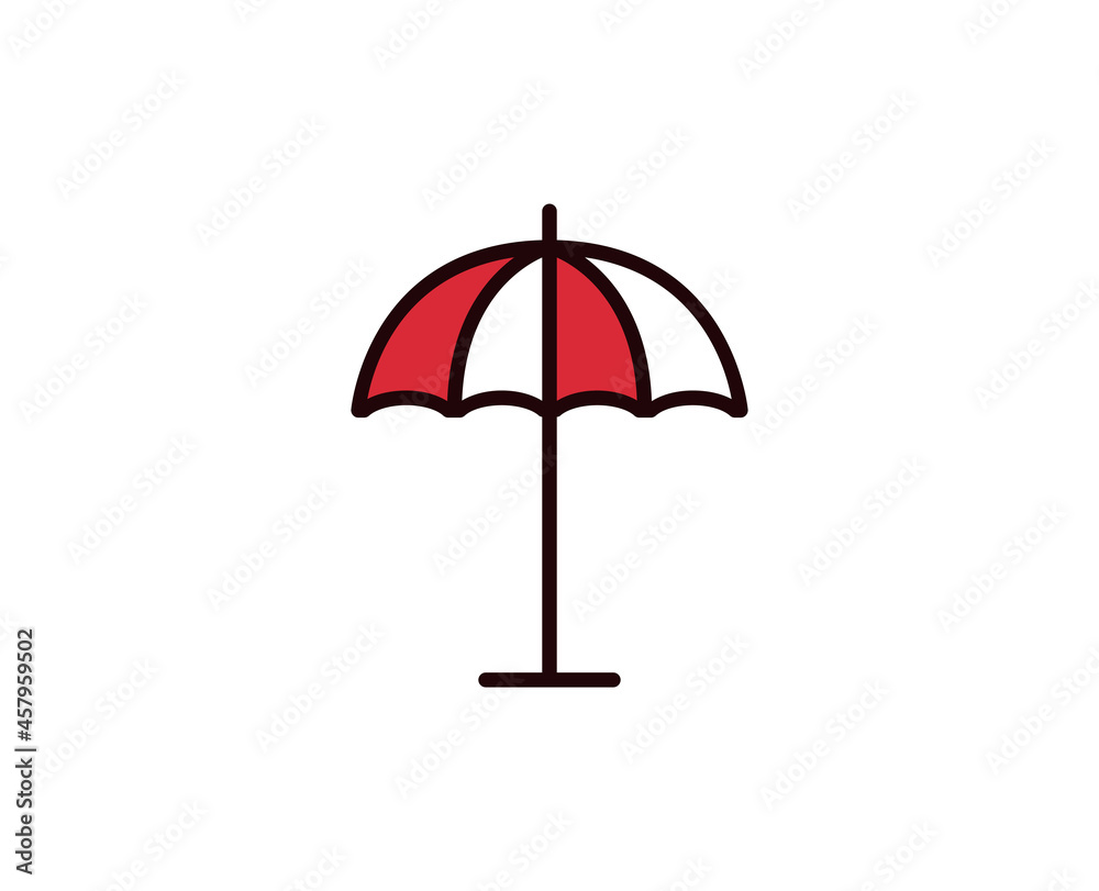 Beach umbrella line icon. Vector symbol in trendy flat style on white background. Travel sing for design.