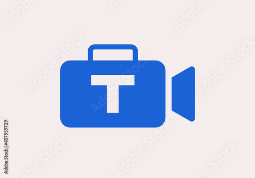 Cinema Film and Videography Logo On Letter T Design Template. Initial Letter T with Film Video Camera Logo Design