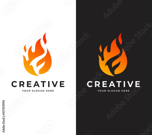 Letter FG fire vector logo design, Creative minimalist icon logo symbol