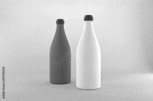 3D Rendered Bottles Mockup Template © Microstocke