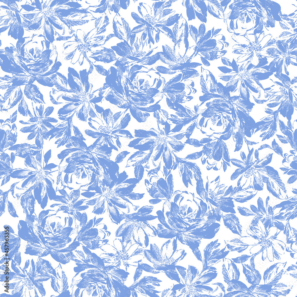 Seamless and beautiful flower illustration pattern,