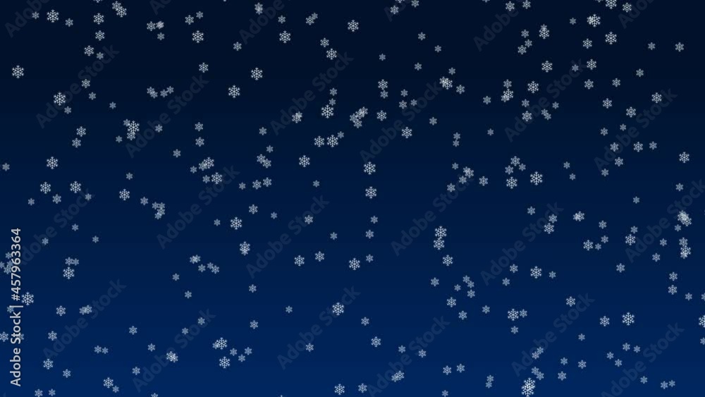 White falling snowflakes on dark blue background White falling snowflakes on dark blue background