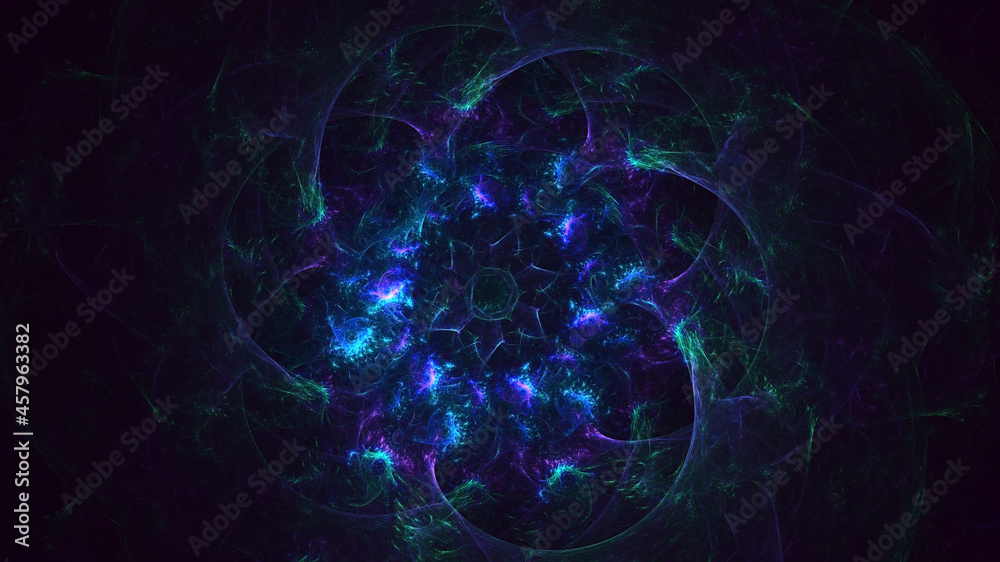 3D rendering abstract multicolor fractal light background