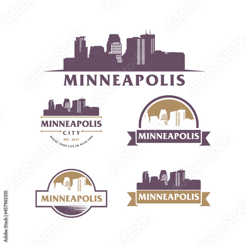 MINNEAPOLIS LOGO skyline and landmarks silhouette vector