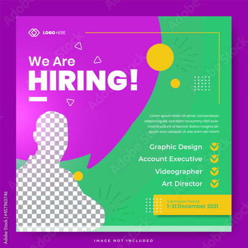 To all creative people we are hiring job position social media post template