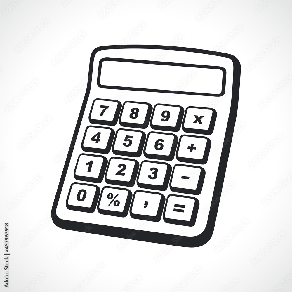 calculator black and white illustration vector de Stock | Adobe Stock