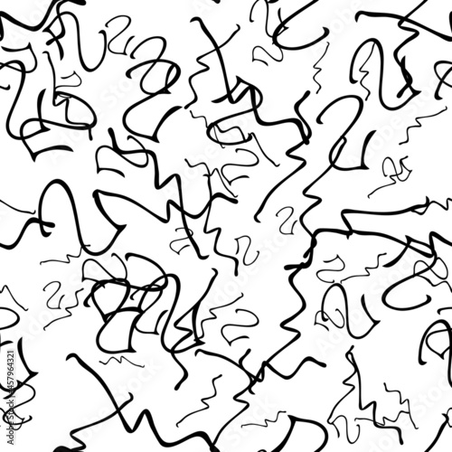 Seamless pattern with sketch round squiggle