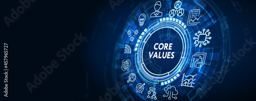 Business, Technology, Internet and network concept. Core values responsibility ethics goals company concept
