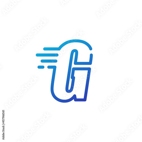 g letter dash fast quick digital mark line outline logo vector icon illustration