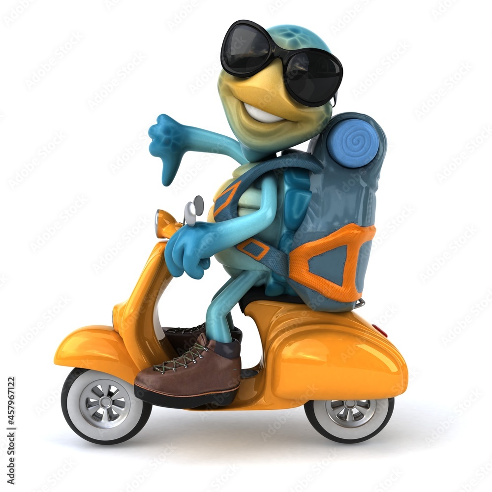 Fun 3D illustration of a blue turtle Fun 3D illustration of a blue turtle