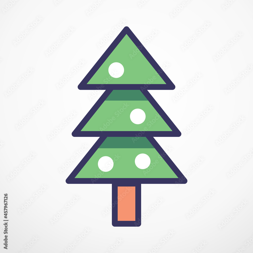 Christmas Tree flat line Vector illustration. Christmas Tree flat line Vector illustration.