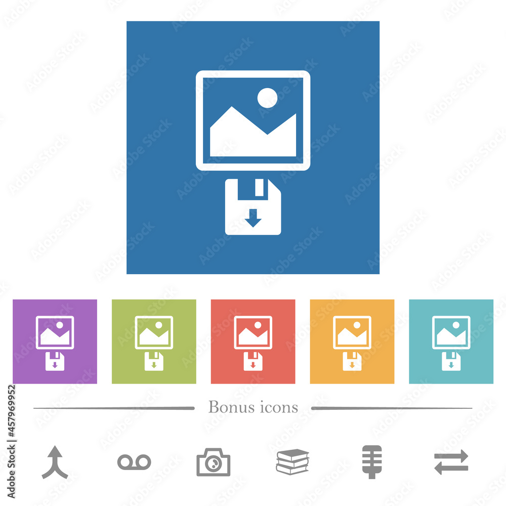 Save image to floppy disk flat white icons in square backgrounds Save image to floppy disk flat white icons in square backgrounds