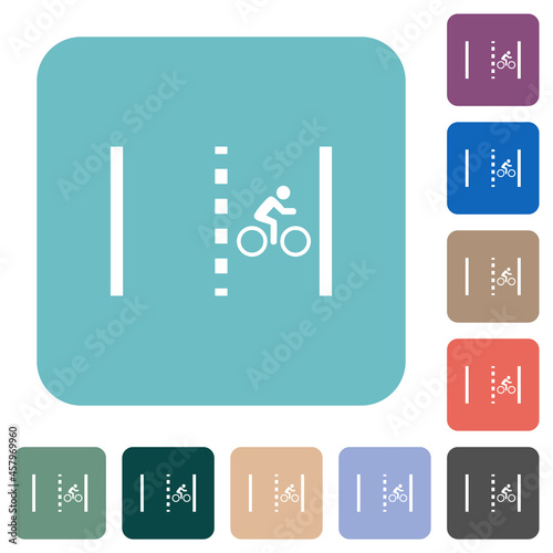 Bicycle lane rounded square flat icons