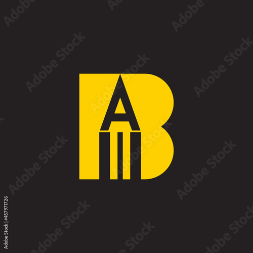letter ab pencil shape education symbol simple logo vector
