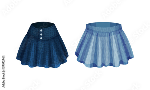 Fashion denim clothes set. Trendy female skirts vector illustration