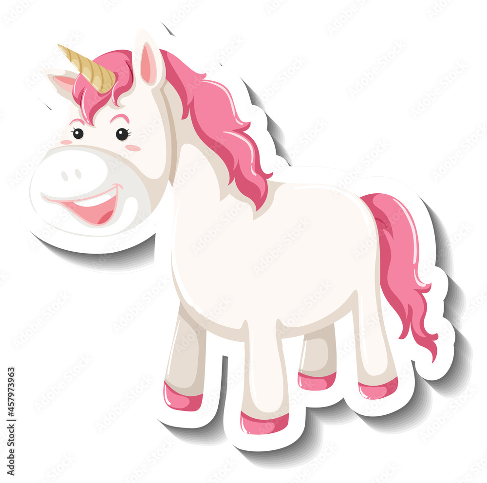 Cute unicorn standing pose on white background Cute unicorn standing pose on white background