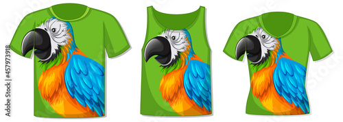Different types of tops with parrot bird pattern