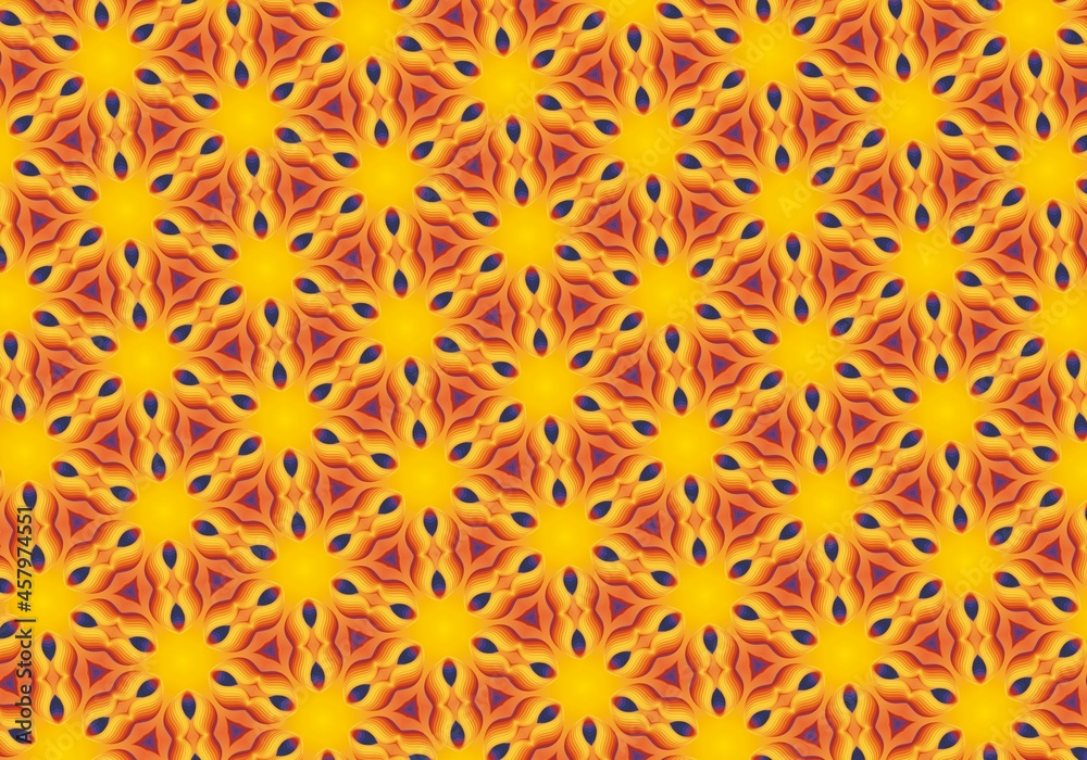 Psychedelic pattern. Flow Orange pink Ethnic Floor Ornate Geometric Pattern Ink. Summer Floral Batik Tile. Chic Lisbon Mosaic Pattern. Portuguese Geometric Flower Ikat. Bohemian Ethnic Dye.
