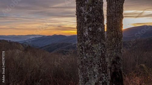 Time Lapse of Smokies Tree and Clingmans Dome at Sunset photo