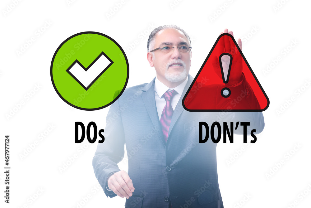 Concept of choosing between dos and donts Concept of choosing between dos and donts
